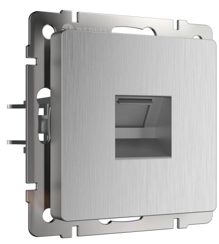 Розетка компьютерная без рамки Werkel 1-м. RJ45 5e серебряный рифленый фото Розетка компьютерная без рамки Werkel 1-м. RJ45 5e серебряный рифленый картинка
